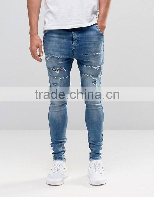 Stretch Skinny Fit Ripped Denim Jeans Pencil Pants Trousers plus size