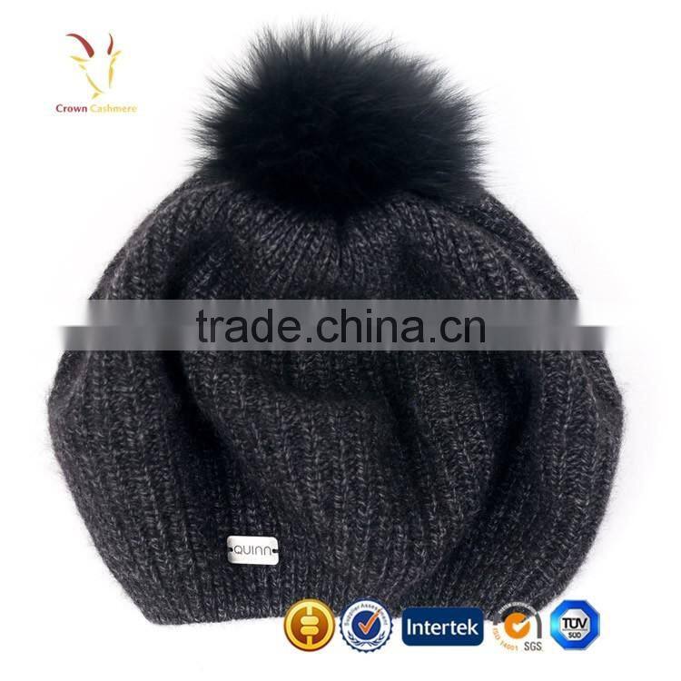 Merino Wool Pom Pom Winter Beanie Cashmere Wool Beanie Hat