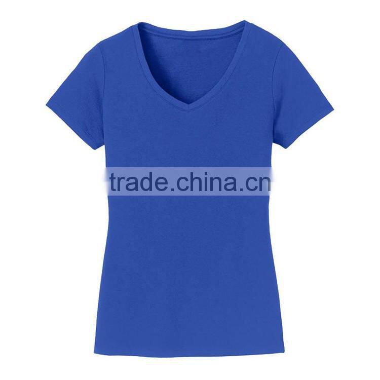Ladies bulk v-neck bamboo custom print blank sublimation tshirt
