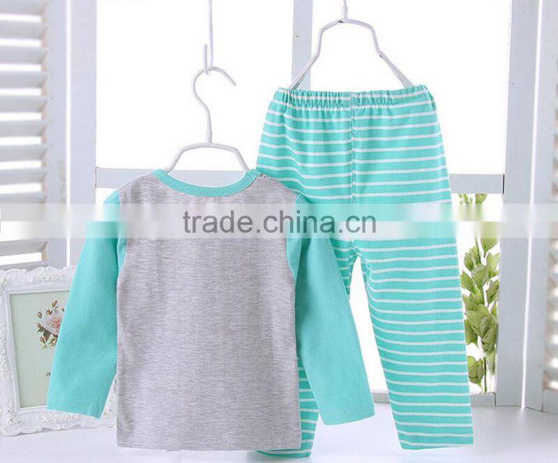 wholesale 100% cotton 2 to 6 year old children winter stripe pajamas children clothing set