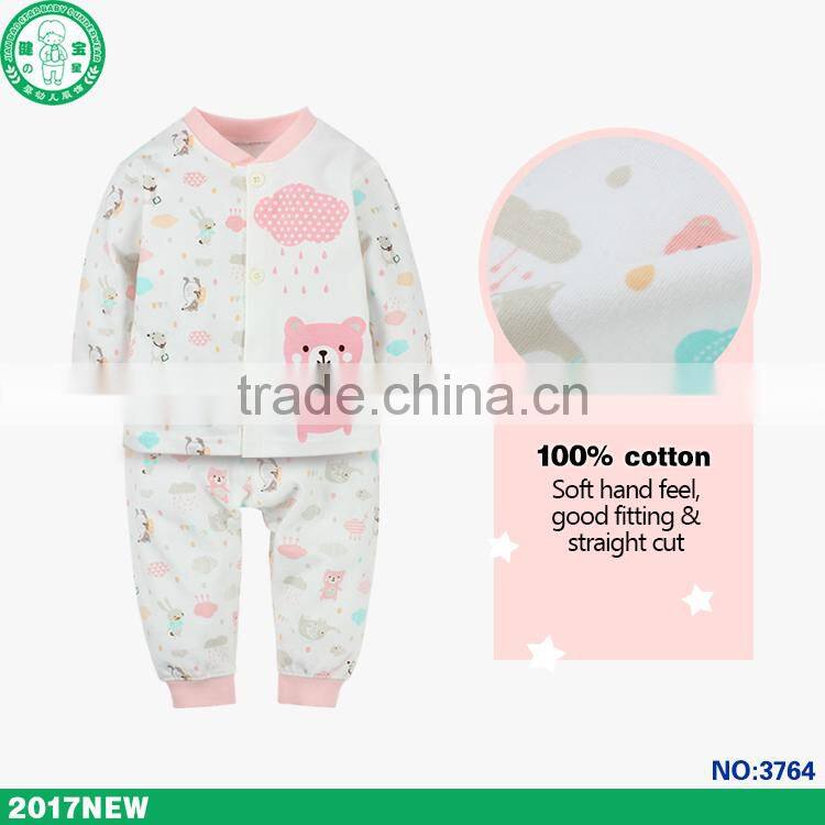 Long sleeve pink bear pattern children girl clothing set baby wear importing from china