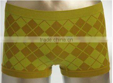 womencheckered cotton seamless underwear boyshort panty