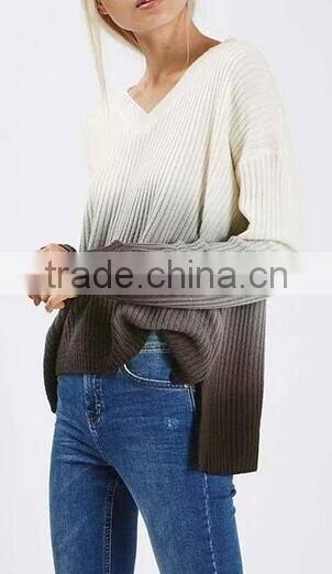 EY0874S sexy loose v neck pure cashmere pullover sweater for ladies