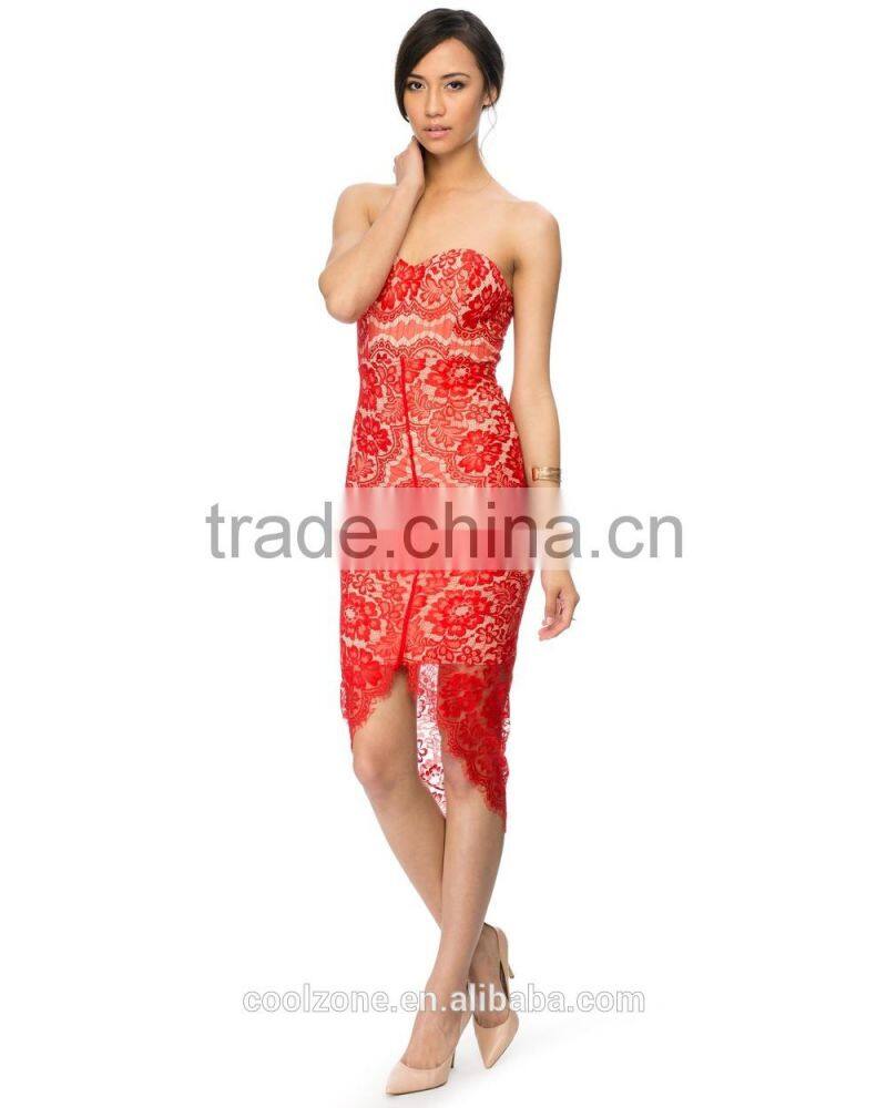 Fashion sweetheart neck strapless cocktail dress with graduated hem