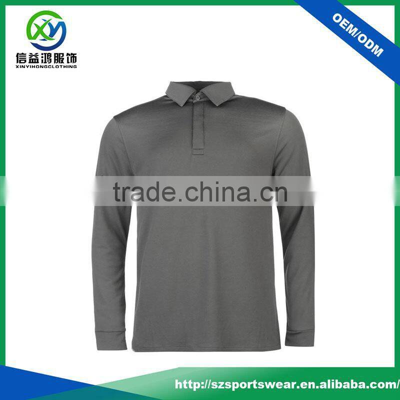 2017 New design Hidden button timeless style for men long sleeve polo shirt