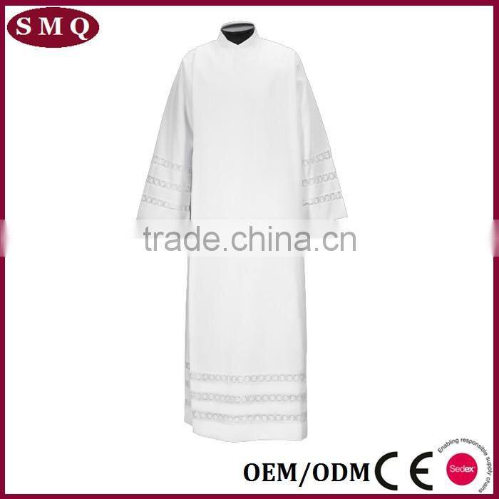 wholesale custom size and lace pattern robe white long alb