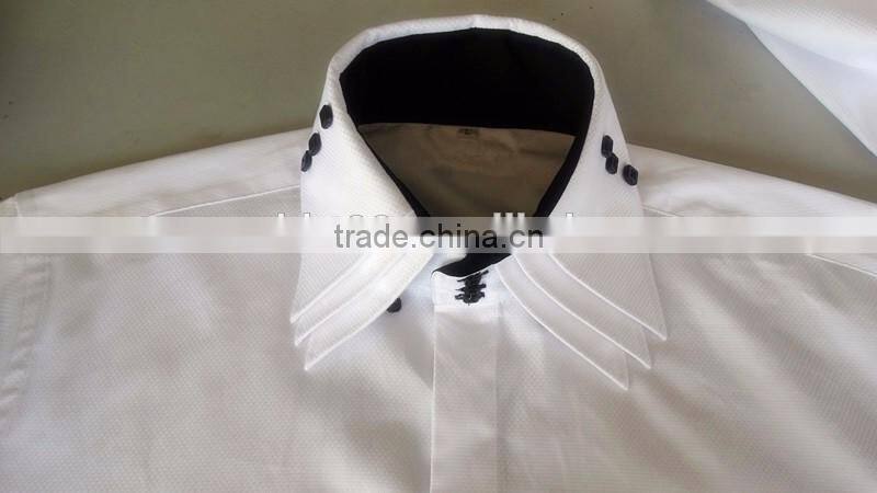 2017 new brand fashion men's double collar casual shirt with contrast fabric