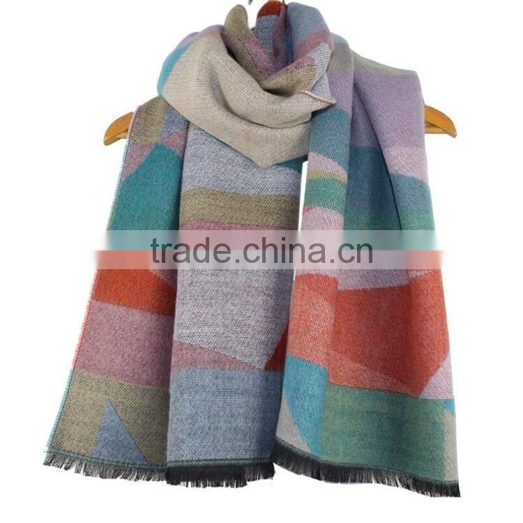 Colorful 100% Acrylic Pashmina shawl Winter Geometric Women Scarf Shawl RL-208