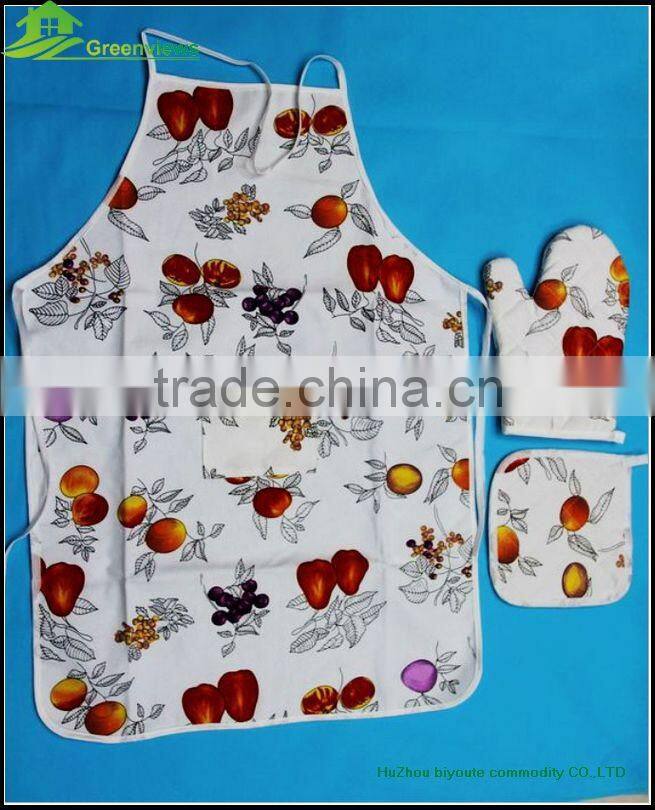 Kitchen apron oven mitt set apron set christmas towel&kitchen set&pot holder 3pcs/set