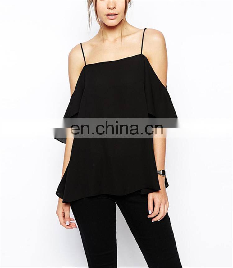 Sexy ladies cold shoulder india wholesale clothing fashion chiffon blouse