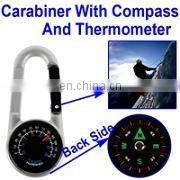 Carabiner With Compass And Thermometer For Camping And Hiking (Silver)