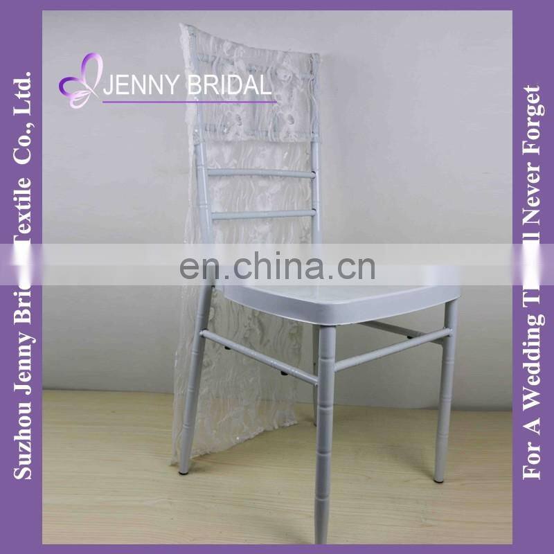 C439A lace and embroidered strips 3d flower lace embroidered fabric striped wedding chair covers