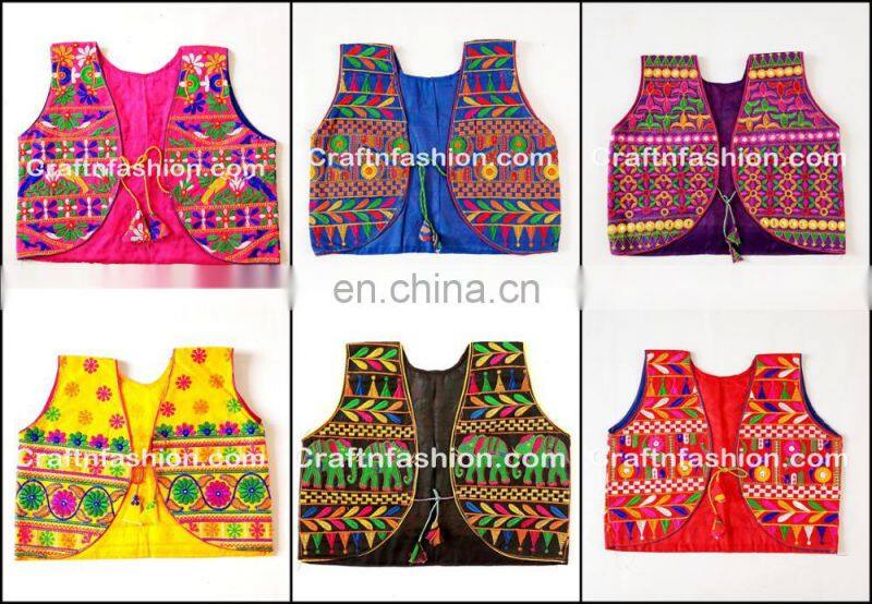 Indian Handmade Elephant Style Jacket Shrug- Indian Gamthi Elephant Style Jacket koti- Kutch Embroidery Short Jacket