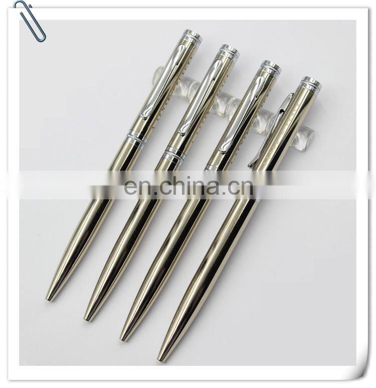 stainless steel nickel plated shiny promotion metal pen with laser logo printing