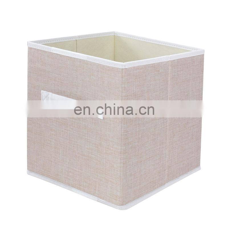 Customized household linen canvas cotton fabric home folding storage organizer box clothing with lid