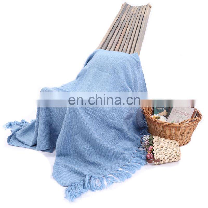 2019 Hot  Home Decor Bed Sofa Couch Chair light blue Knitted Throw Blanket with Bright Silk Thread