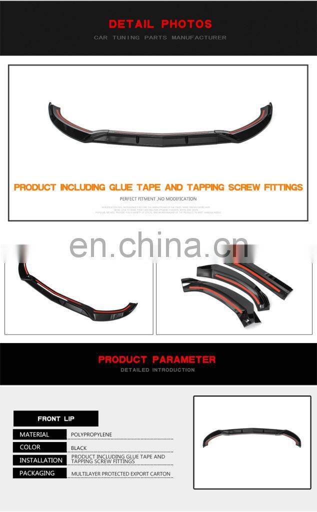 Glossy Black Painted Front Lip Bumper Lip for Mercedes Benz C-Class W205 C43 C250 C300 C350 2015-2018