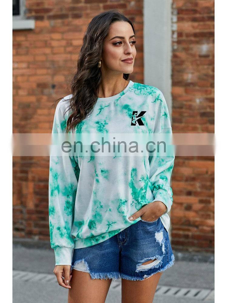 Customized plus size retro tie-dye T-shirt star gradient hooded sweater