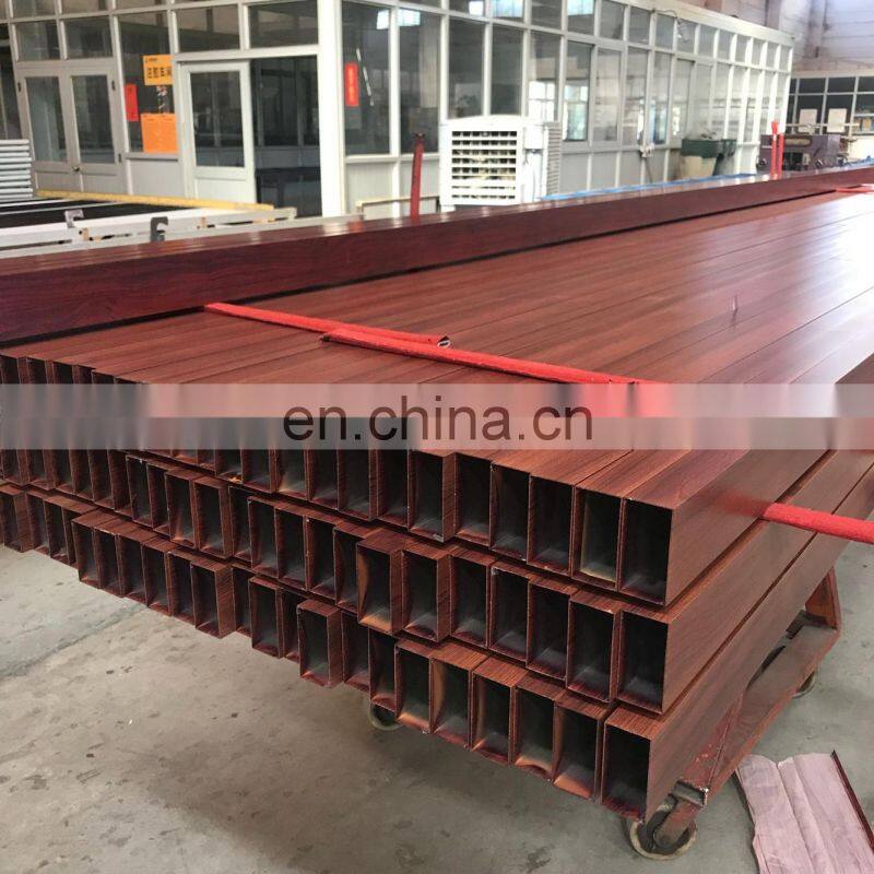 6063 T5 Standard Size CABERNET Wooden Grain Coating Aluminium Rectangular Tube Pipes