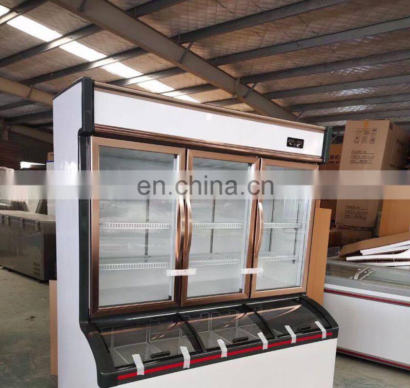 Commercial large vegetables drink display freezer cooler restaurant BBQ meat refrigerator preservation freezing cooler display