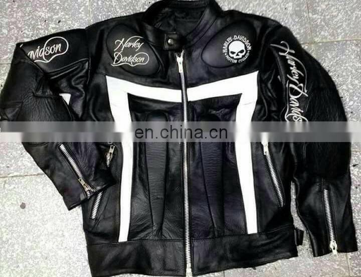 Custom Leather Motorcycle Jacket Cowhide Motorbike Jacket Motocross Racing Jacket For Winter Warm