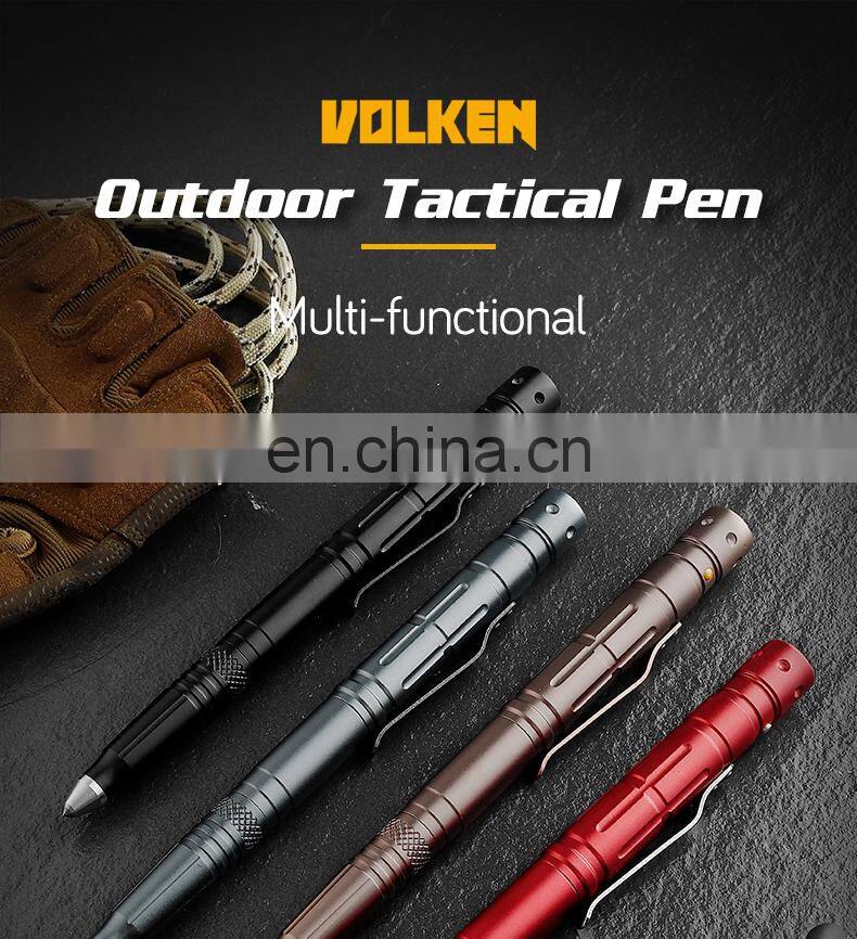 High quality outdoor multi-functional defensive equipment defensive equipment tactical pen with lamp tools