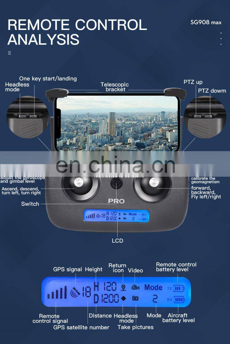 Sg908pro Camera Drone 4k Dual Hd Rc Drone Three -axis Mechanical Radio Control Toys Obstacle Avoidance