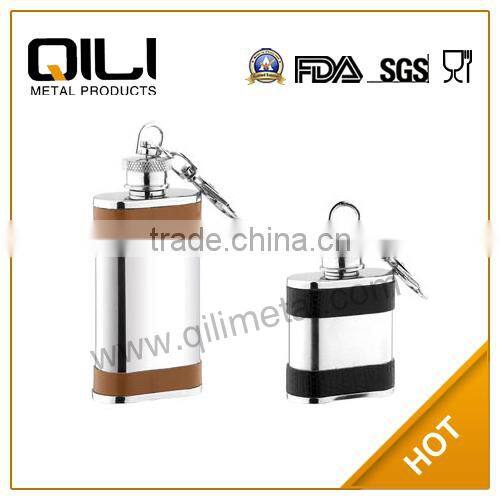 Hot sale glitter leather wrapped mini hip flask