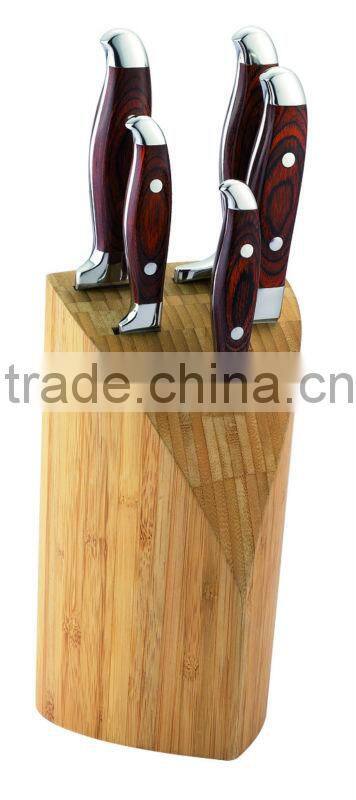 WOOD+430 S/S HANDLE 6PCS KITCHEN KNIFE SET