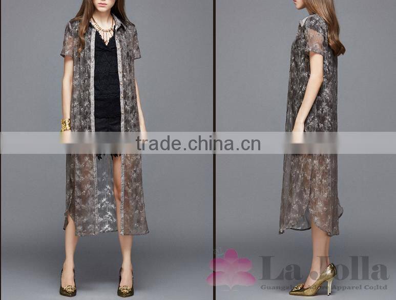 2016 Summer Fashion Ladies Flower Printed Chiffon Grace short sleeves T-shirt 140