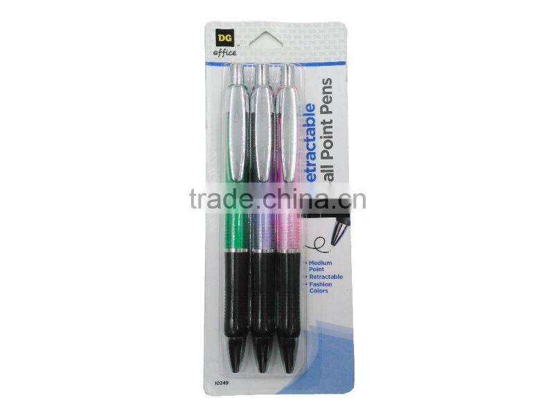 black ink plastic telescopic ballpoit pen