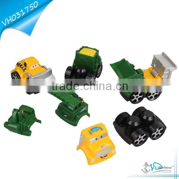 ABS Building Blocks Baby Police Cartoon Free Wheel Car