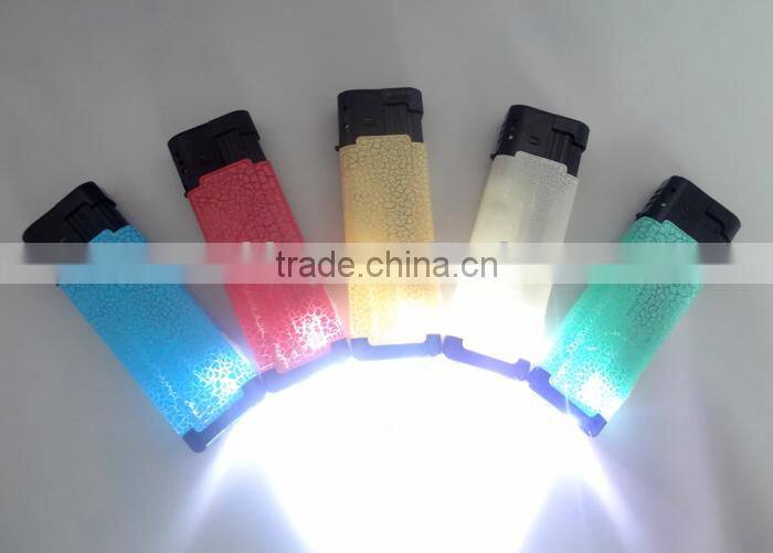 fashion leather translucent surface refillable electron cigarette lighter jet flame lighter with led light