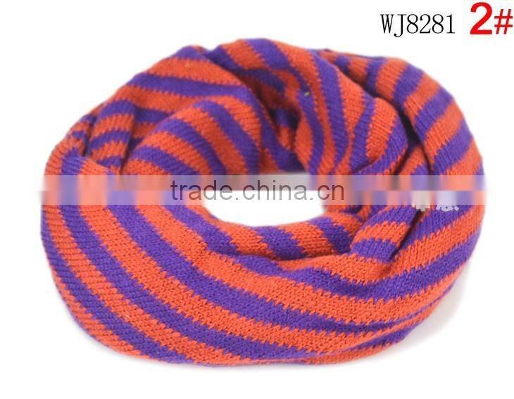 Wholesale New Winter Wool Knitted Striped Circle Loop Kids Infinity Scarf