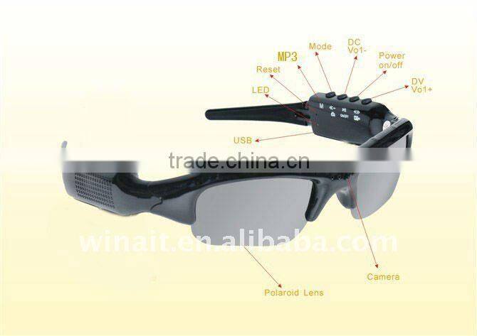 2012 new cheap DVR MP3 Sunglasses, 2.0 mage support TF/MicroSD