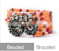 White And Champagne Crystals Acrylic Bowknow Bracelet