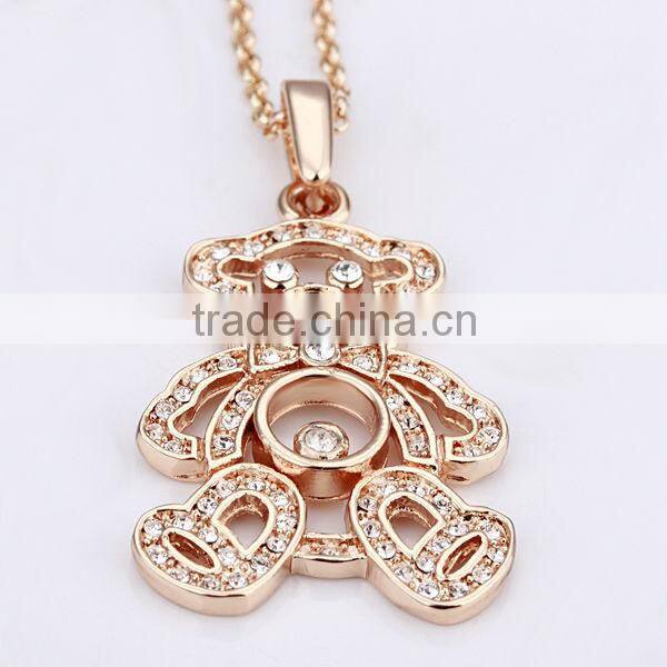 Korean's newest style 18k crystal bear necklace designs necklace vners