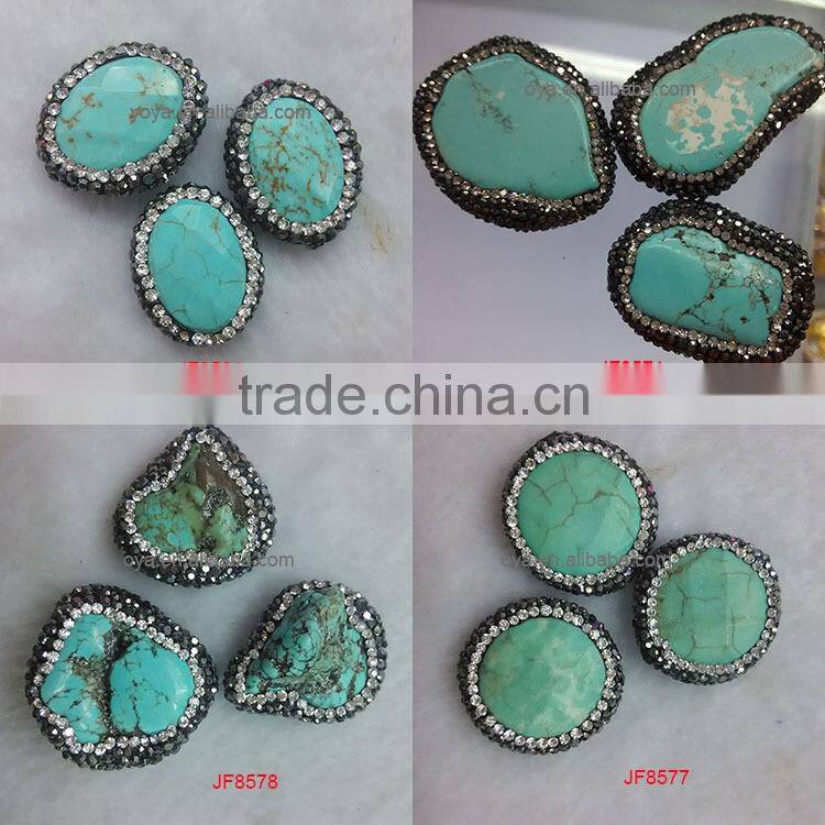 JF8597 Wholesale crystal pave freeform faceted blue labradorite beads