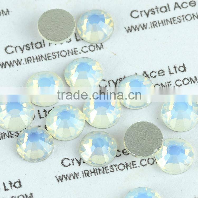 China white opal flat back crystal rhinestone non hot fix for wholesale