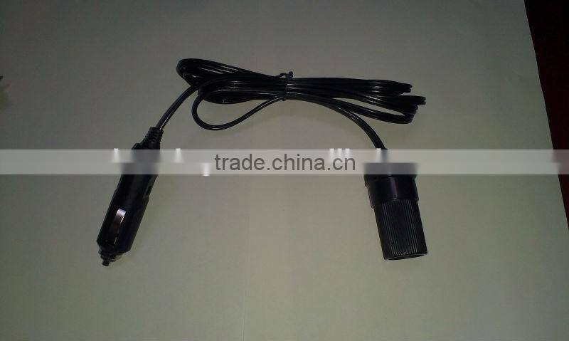 12V car cigarette plug with female socket extension lead cable