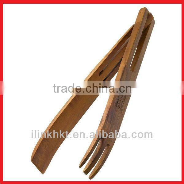 Acacia Wood Salad Tong with Custom engraved Laser Logo