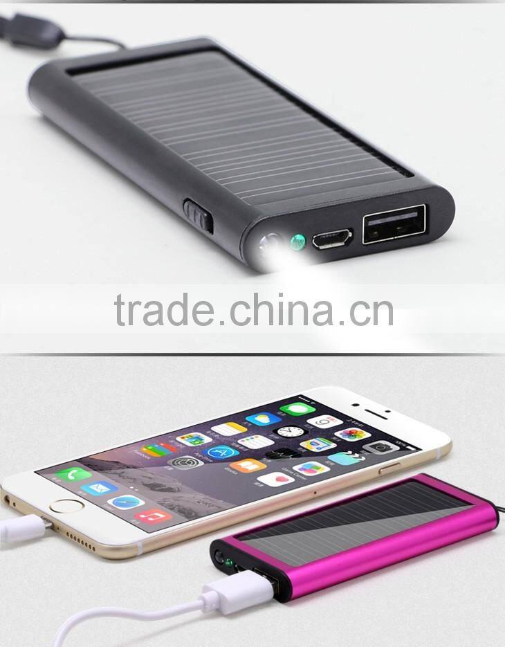 ultra slim colorful promotional gift solar charger power bank 1200mah