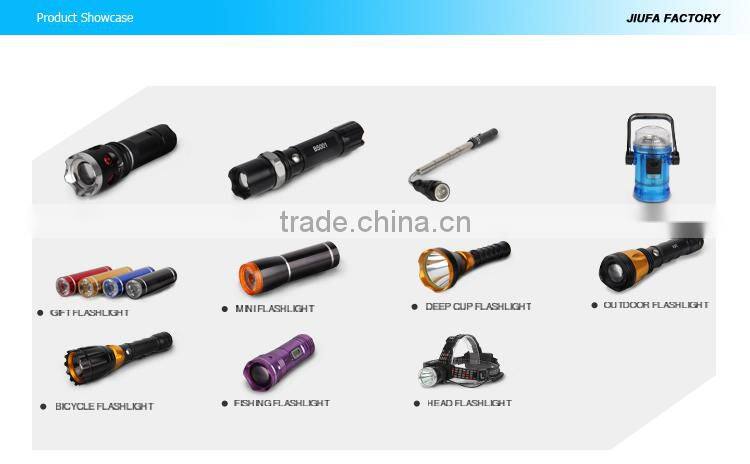 JF XP-E Long Zoomable LED Flashlight Torch Outdoor Self-defense Wolf Tooth Stick With key Chain /Police Equipment defend