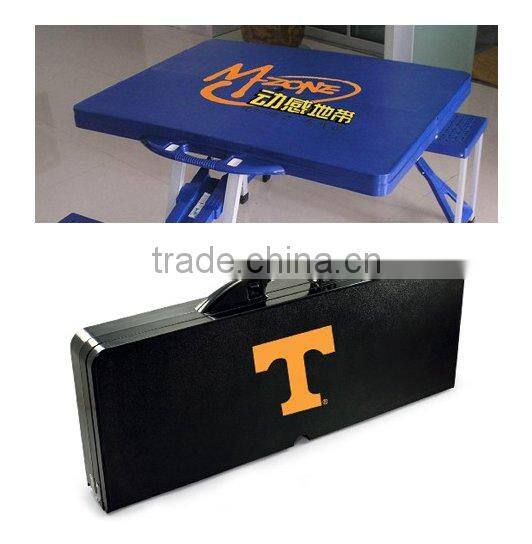 Portable plastic folding table and chairs