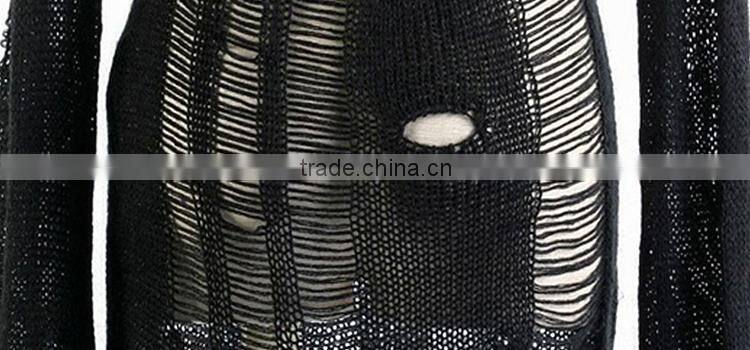 M-012 Wholesale Fashion Gothic Fuzzy Broken Mesh Sweaters Knitting Patterns