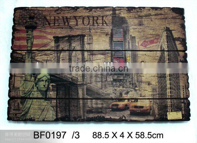 Shabby chic rectangle wooden wall hanging picture for restaurant