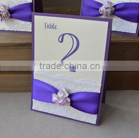 Purple and Lavender lace Wedding Table card