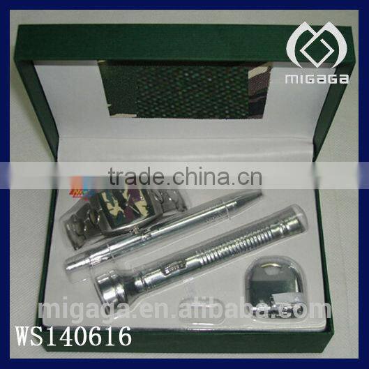 U.S. army watch jewelry set for men with army watch flashlight pen