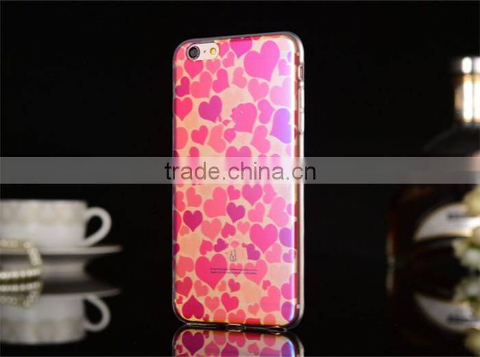 heart design fashion soft ultra thin tpu blue light case for iphone 6s 4.7