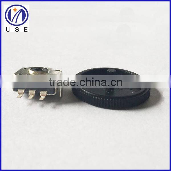 smd type 10mm rotary encoder with black plastic roller for volume control
